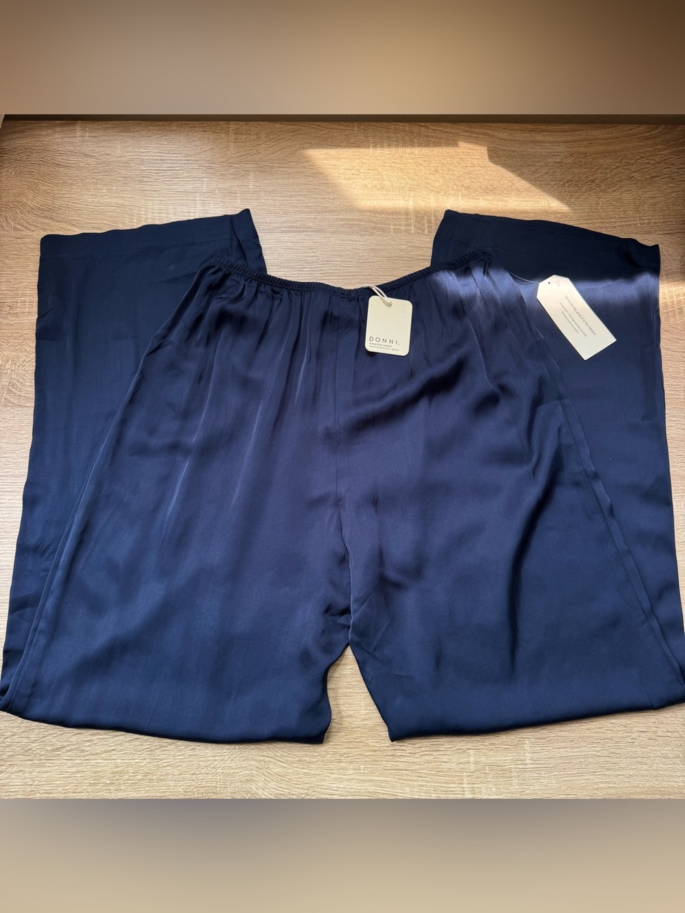 NWT DONNI The Silky Simple Pants Navy Blue Size Small - Picture 7 of 15